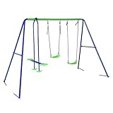 Outdoor Baby Toys Childrens Folding Swing Baby Swing Set with 2 baby swing &amp; Seesaw, Best Birthday Chrismas gift (Misc.)