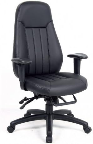 Yarm Task Chair | Heavy Duty | 24 Hour Use | Adjustable Arms | Black Base | Black Bonded Leather