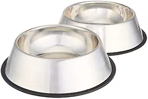 SABBY BRO Stainless Steel Dog Feeding Bowl, Medium - (Buy 1 Get 1 Free)