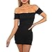 Produktbild FORH Reizvolle Damen Aus Schulter gestrickt Einfarbig Bodycon Paket Hüfte Kleid Party Cocktail Etuikleid Kleid (M, Schwarz B)
