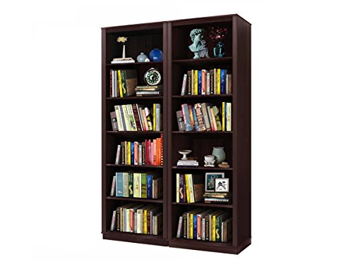 Loft24 Meteora 2er-Set Regal Bücherregal Kiefer Dunkelbraun Büroregal Aktenregal Ordnerregal Holzregal massiv 74x34x219 cm