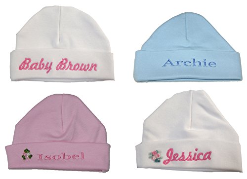 100% Super Soft Double Layered Cotton Personalised Baby Hat Now Available in 2 Sizes.