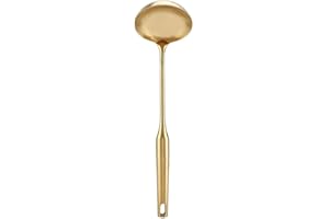 TOPINCN Topinn - Cucharón De Sopa De Acero Inoxidable Con Cucharón Grande Para Sopa, Espátula De Cocina, Herramienta De Cocina, Agarre Cómodo (Oro, Cucharón De Sopa)