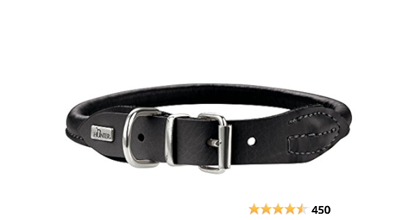 hunter round and soft elk leather dog collar