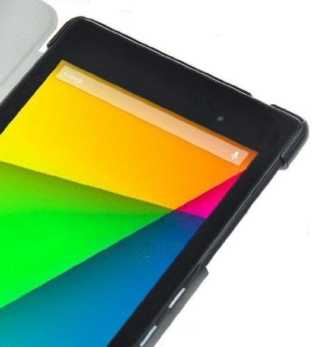 Neu InventCase® SCHWARZ (BLACK) SMART FOLIO / PREMIUM SLIM FLIP Schutz Folio Tasche Hülle Etui Case Cover für das neue Asus Google Nexus 7 FHD 2013 (7-inch) 2nd Generation Tablet Jelly Bean Android 4.3 (16GB / 32GB WiFi / 4G LTE) mit Auto Schlaf / Wach Magnet Funktion / Multi-View-Ständer und Display-Schutzfolie & Stylus Pen (Kompatibel mit Nexus 7 FHD 2 2.0 II Tablet) - 7