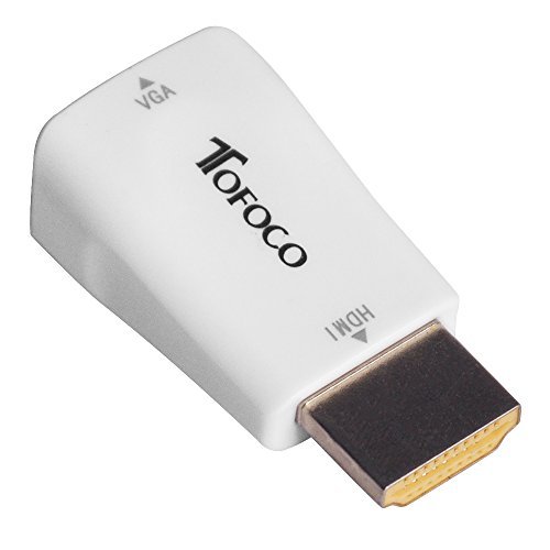 TOFOCO 1080p HDMI Stecker auf VGA Buchse Adapter Converter für PC, Laptop, DVD, Desktop, Ultrabook, Notebook, Intel Nuc, Macbook Pro, Chromebook, Appletv, Roku Streaming Media Player, Kabel Box, TVBOX oder anderen HDMI Eingang Geräte Weiß
