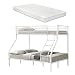 Produktbild [neu.haus] Metall-Etagenbett - Weiß - Mit Matratzen 200x140/90cm Kinderbett Stockbett Hochbett Metall Bettgestell