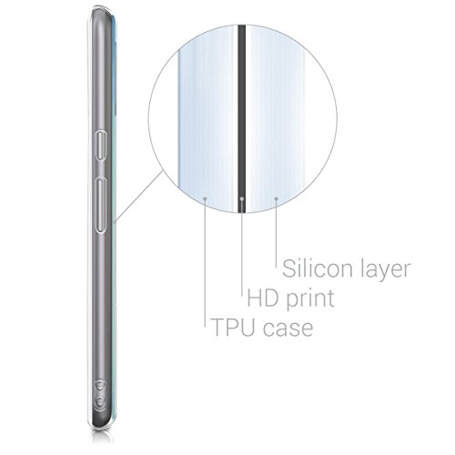 kwmobile Funda para Motorola Moto G4   Moto G4 Plus - forro de TPU silicona cover protector para m  vil - Case Dise  o Smile con coraz  n azul turquesa