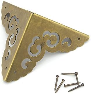 Chinese Antique Furniture Copper Fittings for the Protection of Wooden Cabinet Anti Collision Decorative Door Three Corners of the Angle of the Bread Code 8cm/3.15" antique copper color 4pcs