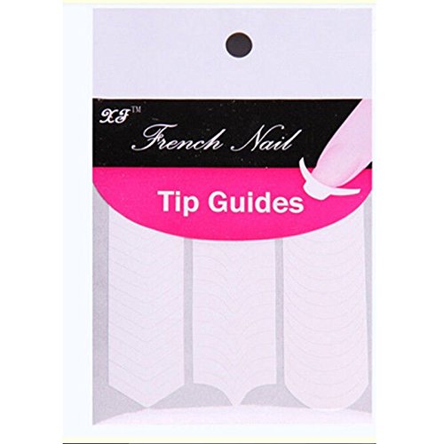 Generic 5Pcs French Manicure Nail Art Tips Form Fringe Guides Sticker DIY Stencil