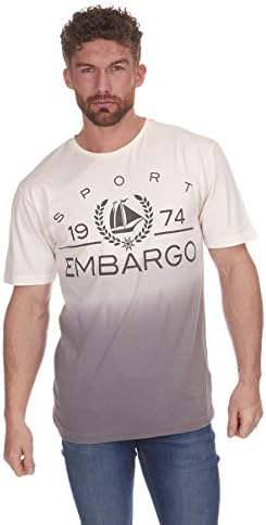 EMBARGO SPORT Mens Dip Tie Dye Printed Tshirt Cotton Retro Vintage Top S-XXL (Large 42-44", Charcoal)