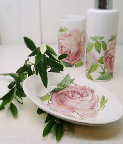Preisvergleich Produktbild Seifenschale Seifenablage "Rose Redoute" Keramik Badaccessoires Nostalgie