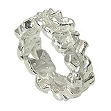 Skielka Designschmuck massiver Nugget Ring - Goldschmiedarbeit - 8 mm Breite (Sterling Silber 925) außergewöhnlicher Silber Ring aus Nuggets