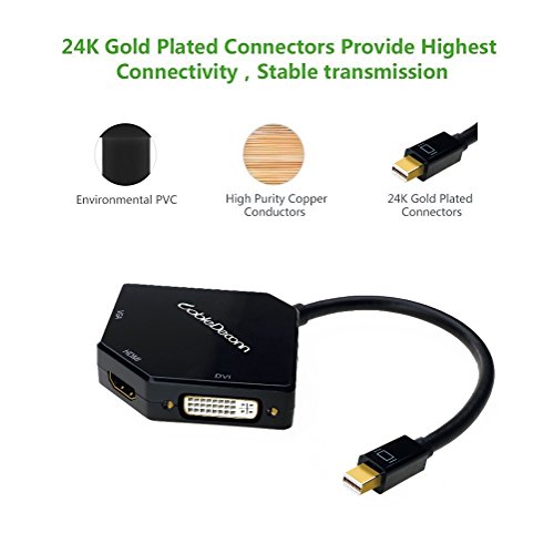 CableDeconn The Cobra Appearance Multi-Function Thunderbolt Mini DisplayPort DP To HDMI VGA DVI Kabel Konverter Adapter For MacBook Pro Air - 3