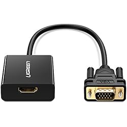 Adaptador HDMI a VGA para Chromecast, Ugreen HDMI Hembra a VGA Macho 1080P con Audio Compatible con Stick TV, Raspberry pi, Netflix, Webtv, MSN TV, Receptor TDT HD, Miracast