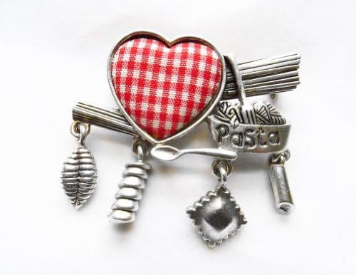Danecraft Silver - Plated I Love Pasta Pin Brooch