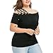 Produktbild Damen Bluse Yesmile Frauen Kaltes Schulter Sweatshirt mit langen Ärmeln Pullover Tops Schulterfrei Bluse Shirt Damen Cold Shoulder Locker Träger Top Oberteil Off Shoulder mit Spitze Bluse Sommer Shirt (Schwarz-B, 2XL)
