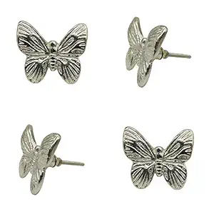 Decokrafts Pack of 4 Pcs Silver Butterfly Shape Metal Knobs for Cabinets and Drawer