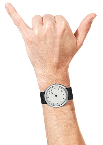 slow O 04 - Black Leather Silver Case White Dial Unisex Quartz Watch with White Dial Analogue Display and Black Leather Strap