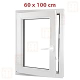  Kunststofffenster  60x100 cm (600x1000 mm)  weiß  Dreh-Kipp-Fenster  links  6 Kammern