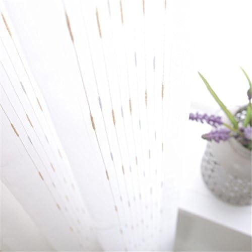 WERM® Tulle curtains Stripe White Window curtains Simple for Living Room Bedroom Bay Eindow Balcony Curtain 1 PCS , width 250*, high 260, hook a piece