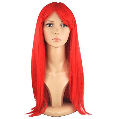Popamazing 18"/45cm Red Long Straight Wigs - Natural, Heat Resistant and Full Straight Wigs for Women, High Quality Wig