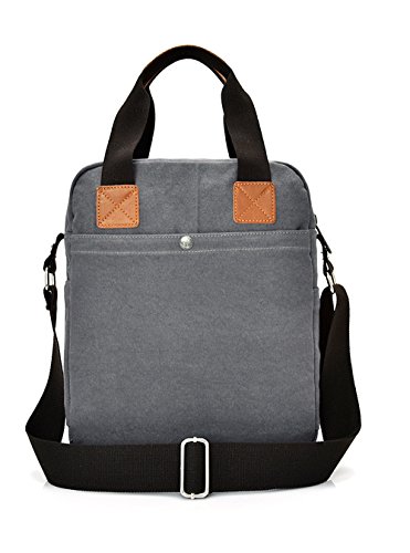 Feehan Travelite Basics Unisex Umhängetasche, 35x28x12 cm, 0.76KG,Unisex Vintage Umhängetasche Leder Canvas Laptop Schultertasche, Modern Umhängetasche, Laptop-Tasche, Computer-Tasche, aus Segeltuch, für Männer und Frauen, Herren, - 3