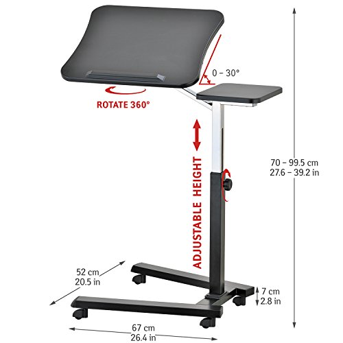 Tatkraft Joy Laptoptisch Laptopständer auf Rollen Höhenverstellbar Schwarz - 2