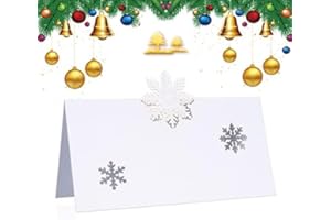HOMO TRENDS Christmas Place Cards for Table, 50Pcs Name Place Cards for Table Christmas, White Table Name Cards Xmas Table Cards Christmas Table Settings Seat Cards for Wedding Party Decoration