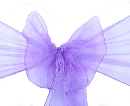 50pcs Chair Cover Base Organza Sash, Organza Sashes, Organza Bow For All types of Weddings, Christmas, Xmas, Party's, Birthdays, Decoration (Lilac)