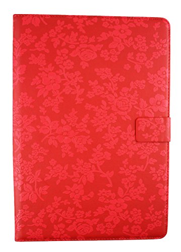 Emartbuy® Wortmann Terra Pad 1004 10.1 Zoll Tablet PC Universalbereich ( 10 – 11 Zoll ) Vintage Floral Rot Multi Angle Exekutiv Folio Mappen Kasten Abdeckung mit Kartensteckplätze + Eingabestift - 3