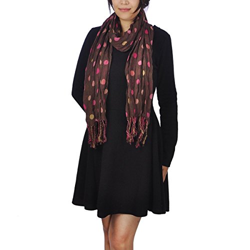 Fresh Fun Classic Timeless Multi Polka Dot Crickled Super Soft Oblong Scarves, All day use, Gift for her 180 x 65cm (71 x 25”)