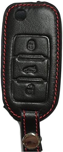 Promostrex Key Case – Genuine Leather VW Volkswagen Polo Golf 5 6 Jetta Scirocco Fox Eos New Beetle Touran Tiguan Touraeg 1 Sharan up. Caddy Crafter Transporter Amarok T5 &amp; T6/Multivan – Case