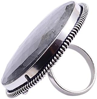 Silvestoo India Black Montana Agate Gemstone Ring Sz 7.25 PG-116586