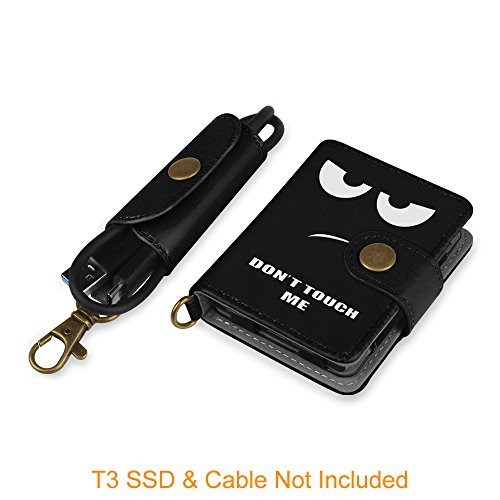 Fintie Samsung T3 SSD Hülle Case [2 Pack] , Kunstleder Schutzbeutel Reisetasche Organisator Tasche Tragetasche für Samsung T3 Portable 250GB 500GB 1TB 2TB SSD USB 3.1 Externe Solid State Drive, Don’t Touch - 2
