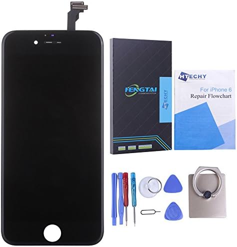 Htechy iPhone 6 Full Complete LCD Screen for iPhone 6 - Digitizer LCD Display + Touch Screen Digitizer Replacement (Black)