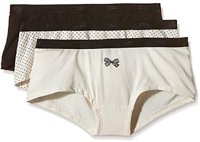 Dim - Pockets Coton - Boxer - Quotidien - Uni - Lot de 3 - Femme - Noir (Lot Noeud Noir) - FR : 36 (Taille fabricant : 36/38)