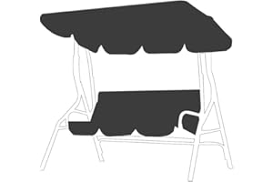 JAYRUIT Canopy Swing Chair, 3 Seater Garden Outdoor 3-Person Metal Porch Swinging Chair Bench with Canopy for Patio Yard Poolside(Black)