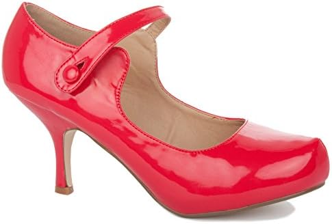 ShoeGeeks Red Patent Size 6 - Ladies Womens Work Formal Platform Low Mid Kitten Heels Bridal Court Bridesmaid Shoes Pumps