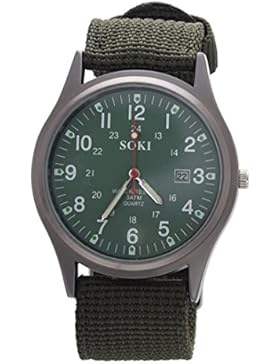 SOKI Militaer militaerisch Gestrick Band Armbanduhr (Armee-Gruen)