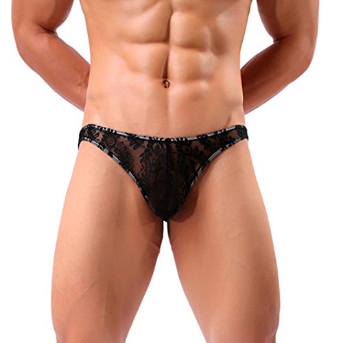 Bóxer Para Hombre,YUYOUG Los hombres de encaje sexy ropa interior Calzoncillos calzoncillos cortos calzoncillos (XXL, Black)