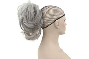 IMISSU Clip de postiches de queue de cheval à griffes flexibles bouclés dans les extensions de cheveux Petits morceaux de cheveux de queue de poney (Gris)