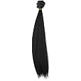 B Blesiya 25x100cm Straight Hair Heat Resistant Doll Hair - 16 Pieces - Black, for BJD Dolls - Adults, Indoor Use
