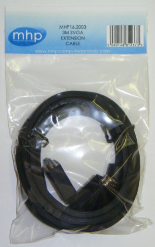 MHP ® 3m voll verkabelten SVGA Verlängerungskabel Stecker Buchse HD15 HD15M HD15F führen CRT TFT Monitor Kabel schwarz - 2
