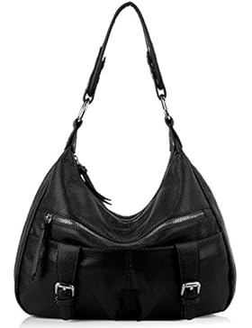 Yaluxe Damen viele Fächer weich Hobo Stil Rindsleder Leder Purse Schultertasche