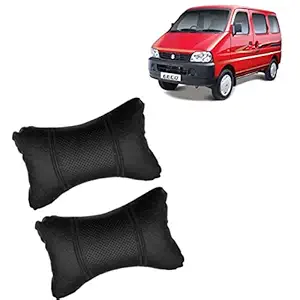 RD Universal Football Design Leatherite Rectangular Shape Car Neck Rest /Neck Pillow /Neck Cushion with Adjustable Strap Compatible for Maruti Suzuki Eeco(Black,Pack of 2)