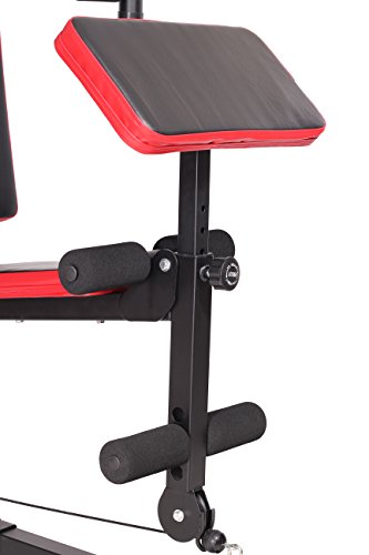 SportPlus Kraftstation/Homegym mit Gewichtsverstellung von 4,5 bis 55 kg, hochwertiges Seilrollensystem mit Kugellagern, inkl. Brustpresse Lat-Zug, Beincurl- und Armcurleinheit - 3