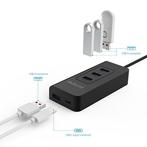 [Ultra dünn und leicht]dodocool USB C Super Speed 4 Port USB 3.0 Hub mit Power Delivery PD USB Typ C Eingang Ladeanschluss für Apple neue MacBook/MacBook Pro - 5