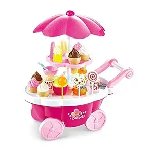 FABITON Ice-Cream Toy Cart Play Set for Kids - Pretend Play Food - Educational Ice-Cream Trolley Truck Without Music & Lighting - Great Gift for Girls and Boys Ages 3 - 12 Years Old