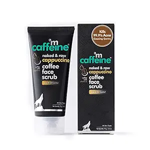 mCaffeine Cappuccino Face Scrub (75gm) for Exfoliation and Acne Control | Reduces Spots and Pigmentation | With Coffee, Vitamin E and Cinnamon | Kills 99.9% Acne Causing Germs